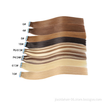 Wholesale Double Drawn Remy Skin Weft Tape Hair Extensions 100% Ponytail Human Cuticle Hair Tape In Hair Extensions